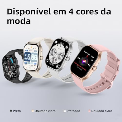 Bettdow smartwatch de 2,01 polegadas possui bateria com duração superior a 15 dias, mais de 120 modos esportivos, resistência à água 1ATM, relogio smartwatch com iOS e Android (Ouro rosa)