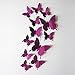 Willtoo Wall Stickers Decal Butterflies 3D Mirror Wall Art Home Decors Hot Pink