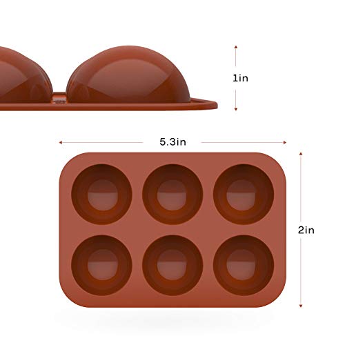 2Pack 6 Holes Chocolate Making Silicone Mold, Round Shape Silicone Mold, For Cake, Jelly, Pudding, Hot Chocolate Bomb
