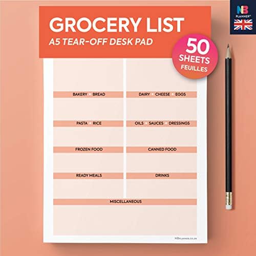 A5 Desk Notepad self-Monitoring trackers Planners Check List (Grocery List)