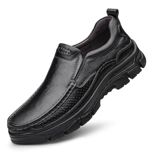 WNUKATO Herren-Schuhe, Mokassins, klassisch, Business, Leder, bequem und lässig, Schwarz 9067, 43 EU