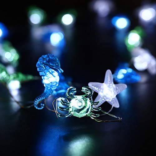Funpeny Ocean Theme String Lights, 40 LED Starfish, Hippocampus and