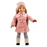 Ebuddy Pink Color Trench Coat 4pcs Set Include Hat Cloak Socks Belt Fits 18 Inch Girl Dolls