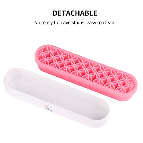 BEAUTLOHAS. Silicone Makeup Brush Holder, Multifunctional Portable Cosmetic Display Organizer, Silicone Brushes Tools Storage for Different Size Brush, Sew Organizer for Women & Housewife (Pink)