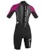 O'Neill Women's Reactor 2mm Short Sleeve Back Zip Spring Wetsuit,Black/Berry,14