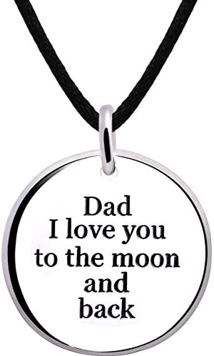 ALOV Jewelry Sterling Silver "Dad I love you to the moon and back" Pendant Necklace for Men (Polyester cord)
