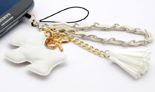 ZZYBIA® White Dog Fringed Dust Plug Charm for Cell Phone