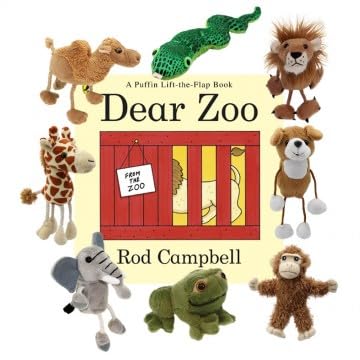 The Puppet Company Classic Dear Zoo Storybook Set – Soft Jungle Animal Finger Puppets for Toddlers and Babies – Nursery Rhyme Toy for Storytelling, Roleplay, Learning, and Early Language Development