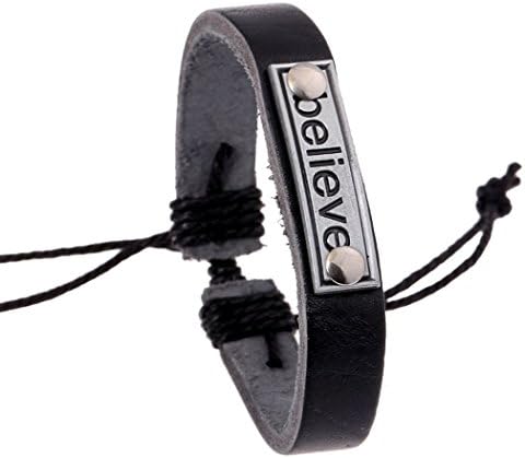Flake Rain Unisex Personality Vintage Euramerican Punk Style Original Leather Couple Bracelets (Black)