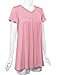 Made by Johnny WT1057 Womens V Neck Short Sleeve Pleats Tunic Top M Pink