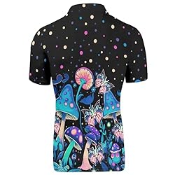 HUGS IDEA Cute Mushroom Print 3 Button Down T-Shirt