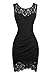Swiland Women Sleeveless Lace Flora Vintage Black Cocktail Dress for Party