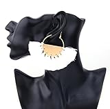 Women Tassel Earrings Gold Hoop Round Jewelry Big Fans White Ring Earrings