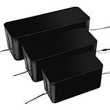 [Set of Three]Cable Management Boxes Organizer,Large Storage Holder for Desk, TV, Computer, USB Hub, System to Cover and Hide & Power Strips & Cords(Black)