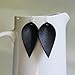 Genuine Leather & Sterling Silver Leaf Earrings // Black Leather // Joanna Gaines Inspired
