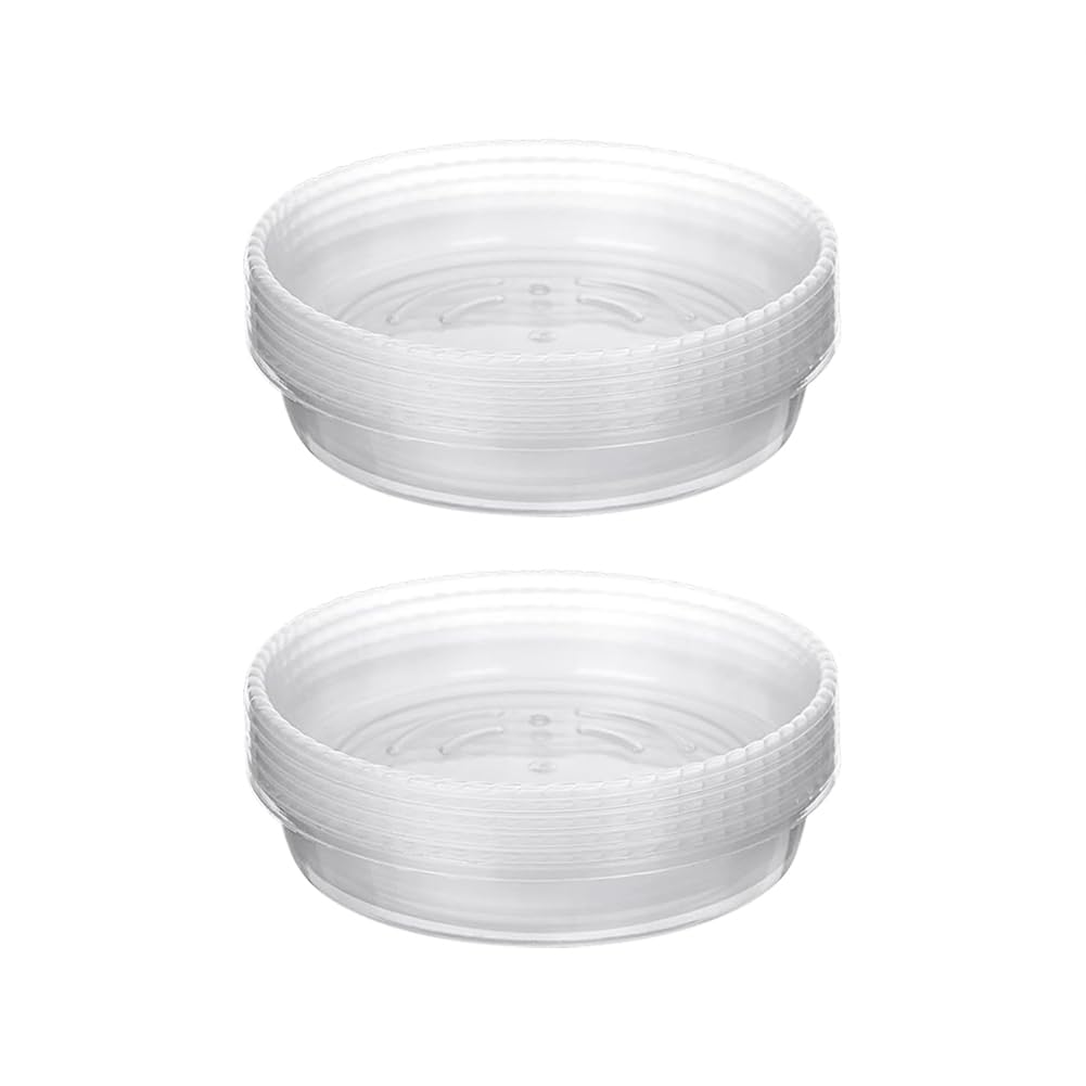 FSSTUD 10 Pcs 13cm Heavy Duty Plastic Plant Saucers Clear Flower Pot Drip Trays Small Plant Plate Dish Durable Outdoor Plant Trays Plant Drainage Pans for Garden