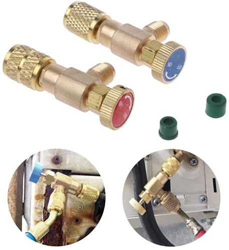 Refrigerant Valve, Liquid Safety Valve for R410a R22 Air Conditioning Refrigerant,1/4 "Safety Adapter Refrigerant Charging Valve——2pcs
