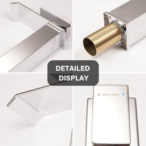SOLVEX Monomando para Lavabo, Grifo para Lavabo de Baño, Llaves para Lavabo de Baño, Mezcladora para Lavabo Baño con Líneas de Suministro, Grifo de Baño Cascada, Acabado Cromo Espejo, SP-10054