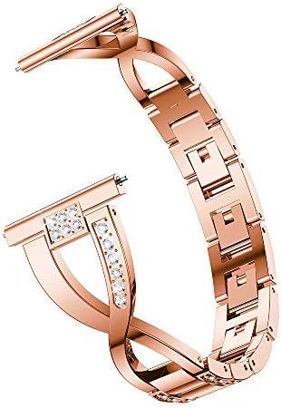 Compatible Samsung Galaxy Watch (42mm) Bands,20mm Metal Band Crystal Diamond Rhinestone Replacement Strap for Samsung Gear S2 Classic R732 /Gear Sport SM-R600 /Galaxy Watch SM-R810/SM-R815