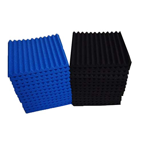 96 Pack Black/Blue Acoustic Panels Studio Foam Wedges 1" X 12" X 12" Sound-proofing,Sound Absorption (96PACK, Black&Blue)