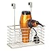 mDesign Steel Over Cabinet/Door Hair Dryer Holder Storage, Hair Styling Tool Organizer Basket for Bathroom - Blow Dryer, Flat Iron, Curling Wand, Straightener, Linelle Collection - Satin
