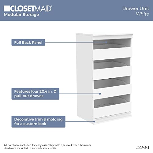 ClosetMaid Modular Storage Unit with 4 Drawers, Wood Closet Organizer