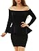 Allegra K Women's Off Shoulder Hidden Zipper Side Design Casual Peplum Top M Black