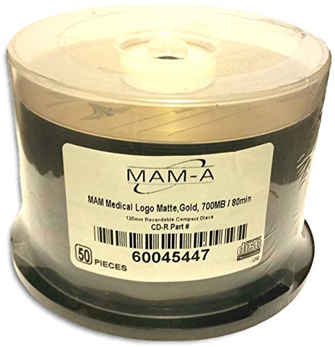 50-Pak MAM-A Mitsui Medical Grade Logo-top Gold ARCHIVAL 52X 80-Min CD-R's