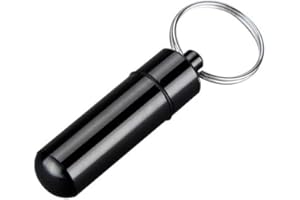 Mini Pill Bottle Aluminum Alloy Portable Pill Holder Container Keychain Black 1Pcs Fashion with nice