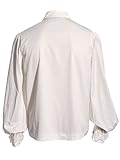 Pxmoda Men's Halloween Costumes Ruffled Gothic Steampunk Victorian Pirate Cosplay Shirts (L,White)