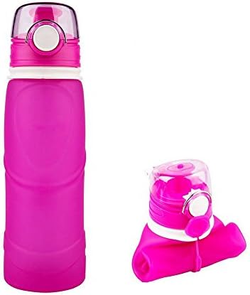 Street Tribe Collapsible Water Bottle, Food-Grade Outdoor Sports 750ml Silicone Water Bottle ,Leak Proof Twist Cap , Suitable For Hiking, Running, Cycling,Sport Bottle .(pink)