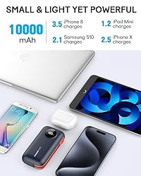 AYEWAY 10000mAh Mini Portable Charger with Built-in