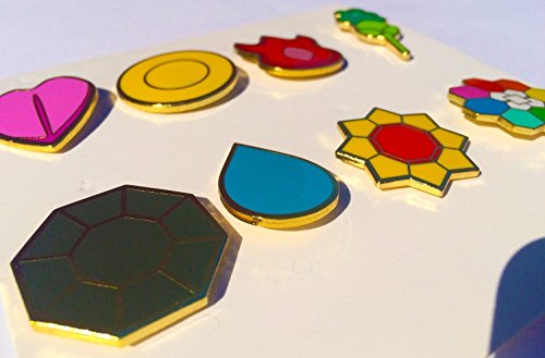 Pokemon Gym Badges: Kanto - Gen 1 - Indigo League - Cosplay Collection (Gold Trim)