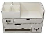 Executive Office Solutions Large Adjustable Wooden Office Desk Organizer for Desktop, Tabletop, or Counter - Wood Storage Shelf Rack - for Office Supplies, Desk Accessories, or Mail - White (WO13)