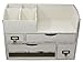 Adjustable White Washed Vintage Rustic Wooden Office Desk Organizer & Mail Rack for Desktop, Tabletop, or Counter - Distressed Wood Storage Shelf Rack-for Office Supplies, Desk Accessories, or Mail