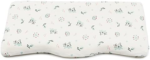 Baby Pillow Support Head and Neck in Bed, Soft Memory Foam Toddler Pillow with White Cotton case - Removable and Washable