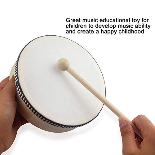 WeiMeet 2 Pieces Hand Drum 6 Inches and 8 Inches Wood Frame Drum Percussion with Drum Sticks
