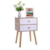 Hohaski North American Modern Minimalist Bedside, Locker Double Drawer Nightstand Cabinet Storage Solid Wood Legs 11.8×15.7×23inch (Ship from US!!!) (Yellow)