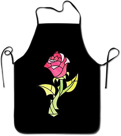 FRICSTAR Cool Apron Rose Beauty And Beast Cartoon Pattern Apron Burlap Cotton Women Apron Chef Kitchen Cooking Apron Bib