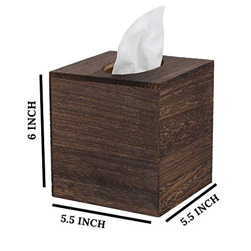 JOYOHOME Wooden Tissue Box Cover with Slide-Out Bottom Panel Square Farmhouse Tissue Box Holders Decorative Facial tissues Cube Box Holder for Bathroom, Bedroom, Dinner Table, Office