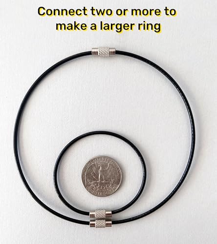 CrocSee Pack (20) Stainless Steel Wire Keychains Cable, Key Chain Rings, Heavy Duty Luggage Tags Loops Tag Keepers 2mm Twist Barrel (Cable Length: 6 inches)