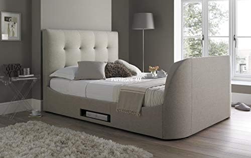 Walkworth 5ft King Size TV Bed Frame in Oatmeal Fabric By Kaydian