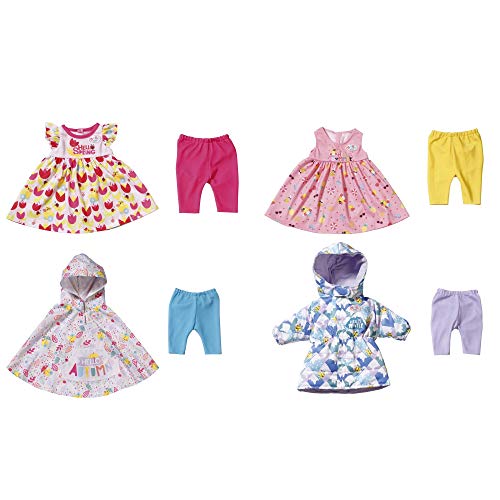 BABY born 829424 4 Jahreszeiten Outfit Set mit 2 Kleidern, 4 Hosen, Regencape und Wintermantel, für 43 cm Puppen