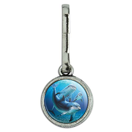 Graphics and More Dolphin Pals Ocean Diving Antiqued Charm Clothes Purse Suitcase Backpack Zipper Pull Aid