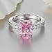 Psiroy 925 Sterling Silver Emerald Cut Created Pink Topaz Filled Anniversary Ring Size 6