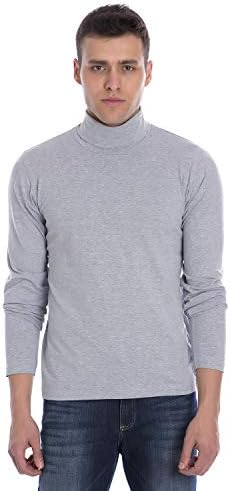 MARCA Disati Men's Round Neck Cotton Spandex Turtle Neck T-Shirt Grey