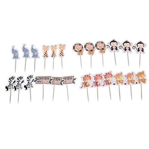 Wall of Dragon Gold Happy Gold Happy 24pcs Safari Jungle Animal Cupcake Toppers Picks Birthday Party Decoration Kids Baby Shower Boy Favors Cupcake Toppers GF504