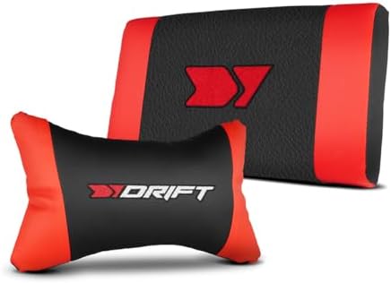 DR35 - Silla Profesional, Polipiel, Reposabrazos Acolchados, Pistón Clase 3, Base Nylon Reforzada, Asiento basculante, Altura Regulable, Cojín Lumbar/Cervical, Negra/Roja