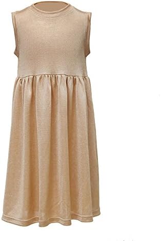Everweekend Kids Girls Ruffles Sleeveless Champagne Party Dress Summer Dresses (7T)
