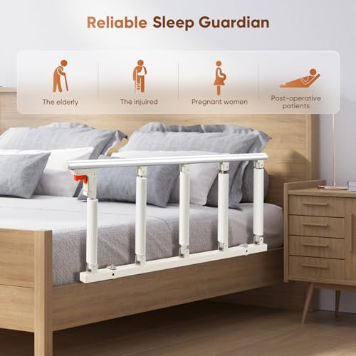 Brolteja Elderly Bed Rails, Barrier for Anti-Fall Barrier Bed Rails Protection for Disabled Adults, One Key Folds